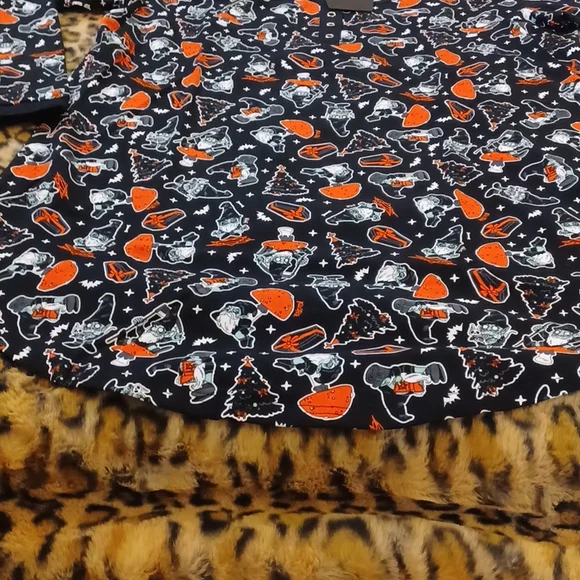 NWT KILLSTAR 2X SLEEPDRESS LONG-SLEEVED SUPER SOFT AND STRETCHY BLACK WITH ORANG - Picture 6 of 8